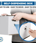 Self-dispensing box designed for Badass Heavy Woven Pallet Strapping Tape One Thousand Foot Roll Half Inch Wide use.