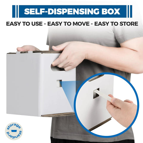 Self-dispensing box designed for Badass Heavy Woven Pallet Strapping Tape One Thousand Foot Roll Half Inch Wide use.