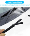 Heavy Duty Car Windshield Washer Hose Plus 13 Foot Universal Auto Washer Line Repair Kit Featuring I Y T Connectors Cut To Length Rubber Tubing showing installation on windshield.