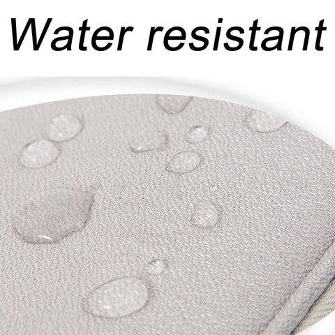 Close-up of water droplets on the portable double layer electronic organizer travel case, water resistant material.