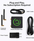 Keep Your Smart Home Running Slick With A Premium Hub Delivering Actual Local Control And Seamless Automation Zero Cloud Lag Bulletproof Privacy Solid Offline Reliability And Worry Free Management For Every Connected Device, Hubitat Elevation Hub with antennas, cables, and power supply.