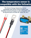 Temperature sensor wiring kit with red/black leads, ring terminal, and blue Smart Battery Sense module.