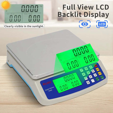 Pro Grade Digital Kitchen Scale 30Kg Commercial Food Scale 66Lb For Baking Bread And Meat, Stainless Steel, LCD Display.