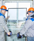 Workers using Heavy Duty Vacuum Lifter Set Of 2 8 Inch Suction Cups With Metal Handle For Lifting Tiles Glass Marble Up To 300 Lbs