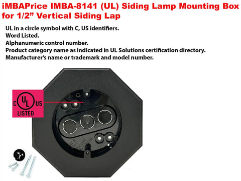 8141-BK Black Siding Mounting Block for 1/2 Inch Lap Siding, UL Listed PVC Bracket for Flush, Level Install, Durable Weatherproof Block for Residential and Commercial Projects, 1 Pack black PVC siding mount with UL listed box and screws