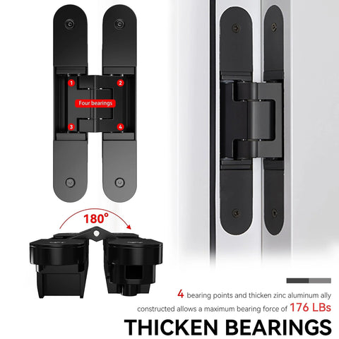 Sleek Hidden Door Hinges Pair 180 Degree Swing Zinc Alloy Concealed Hinge Kit For Solid Doors 176 Lb Load Rating Image