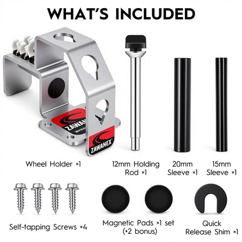 Heavy Duty Bicycle Wheel Holder And Tire Repair Stand With Three Position Angles parts included in product package.