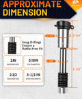 Stainless Steel Trailer Hitch Lock dimensions, Class III and IV, 5/8 inch pin, 2 and 2.5 inch receivers, 8 anti-rattle O-rings, waterproof cap.