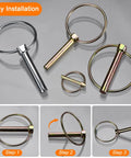 Four Piece 1/4 Inch By 2 Inch Linch Pins With Ring Set For Boat Kayak Canoe Trailer Tractor And Trolley, Built Tough