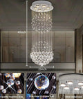 6 Light Crystal Chandelier For Dining Room And Living Room, Crystal Ball Rain Drop Flush Mount Ceiling Light Fixture