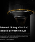 Badass Electric Coffee Grinder With 150 Tight Adjustments, Slick Stainless Steel Housing, And Knockout Uniform Grind For Espresso Pour Over And French Press In Matte Black rotary vibration powder removal mechanism close-up.
