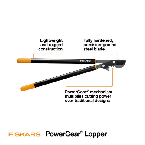 32 Inch PowerGear Bypass Lopper With Patented Mechanism multiplies force featuring precision-ground steel blade for garden pruning
