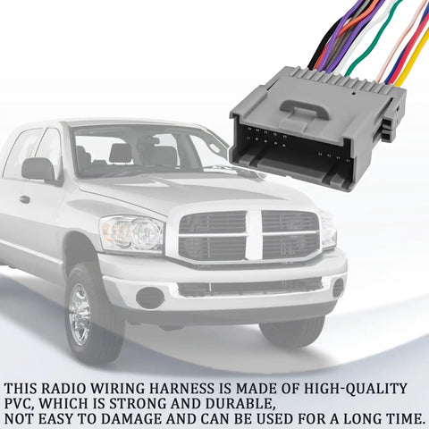 Universal Car Radio Wiring Harness Kit For Chevy GMC Hummer And More, aftermarket Stereo Adapter, visible with truck.