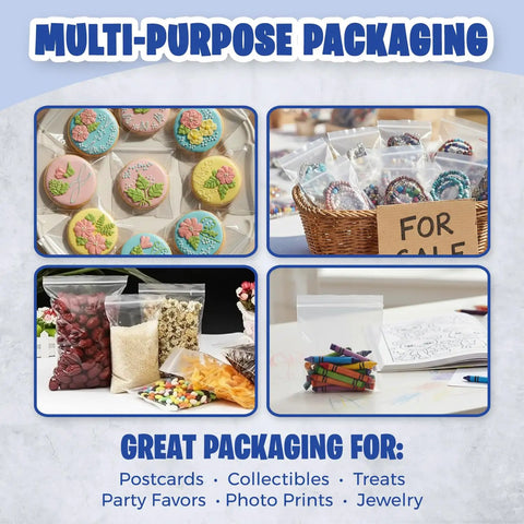 Multi-purpose packaging with Clear 2x2 Inch Resealable Zip Top Plastic Bags 1000 Pack With Zipper Seal for various storage uses.