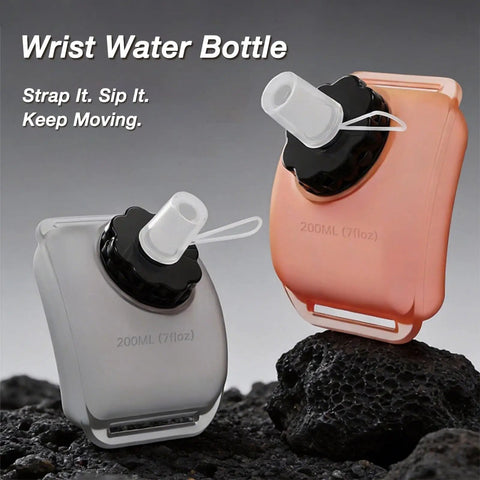 Wearable Wrist Hydration Bottle For Runners And Outdoor Folks Lightweight 100 500ml Silicone Water Bag on rocky surface