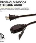 6 Foot Indoor Extension Cord With Three Outlets Brown Kink Free Child Safety Covers Discreet Design For Daily Use And Extra Protection