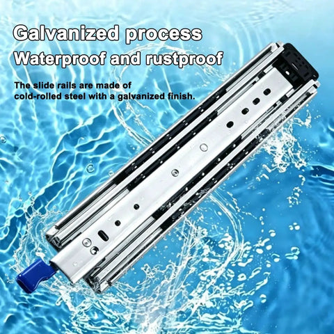 76mm Heavy Duty Ball Bearing Drawer Slides Full Extension For Truck Cabinets With Auto Locking Mechanism To Prevent Drawer Drift During Travel Secure Tool Storage For Work Trucks And RVs, zinc-plated steel slide