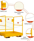 Straight Up Forklift Safety Cage 36 X 36 Inch Work Platform with safety lock and steel protection mesh for secure aerial repairs.