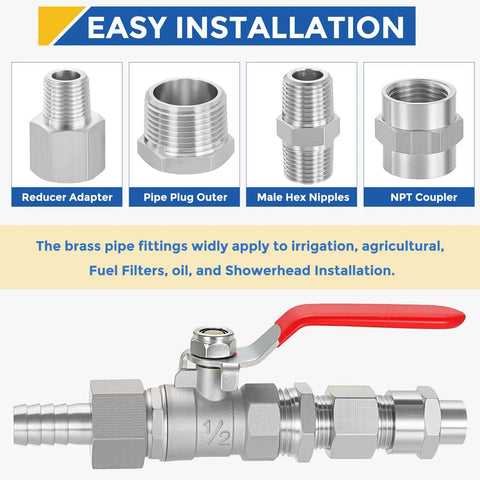 Five Pack Beefy 304 Stainless Steel Pipe Fittings Three Eighths Inch Male NPT To Three Eighths Inch Male NPT Hex Nipple Adapters