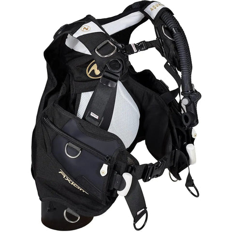 Women's Axiom Jacket Style Dive BCD With Wrapture Harness And SureLock II Weight System in black and white
