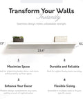 Durable Floating Wall Shelf With Hidden Brackets For Easy Install And Removal, 23.6x10.2x1.5 inch, white MDF, modern decor