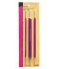 Front view of package containing Versatile Fabric Tube Turner Set For DIY Sewing With Three Cylinder Sizes One Sixteenth Inch Three Eighths Inch And One Half Inch Plus Ball Point Bodkin Drawstring Threader For Easy Tube Turning And A Handy Must Have Tool Bundle.