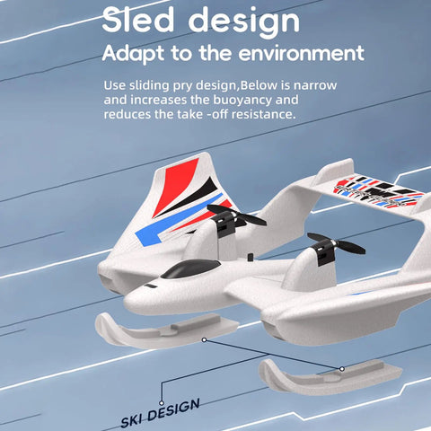 3 In 1 Water Land Air RC Plane For Beginners With Gyro Stabilizer, sled design adaptation, foam EPP material