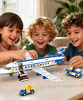 Children playing with 510 Piece City Passenger Airplane Building Set 6 In 1 Plane Building Blocks Toys For STEM Aircraft Bricks