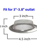 Two Pack 4.5 Inch Kitchen Sink Drain Strainers Stainless Steel Drain Covers With Anti Clogging Mesh shown with dimensions