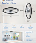 Totally Sleek Low Profile Ceiling Fan With Bright Light And Remote, 20 Inch Matte Black, dimensions and product size illustration.