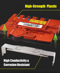 Top Shelf Oem Compatible Battery Power Distribution Box With Integrated Fuse And Crash Disconnect Relay For Bmw 1 3 Series E90 E82 E88 E84 X1 2006 To 2015 Straight Swap Rebuild Kit shown with red housing and silver bracket.