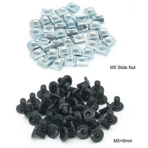 10 Sets Black L Connector Brackets With 40 M5 T Slot Nuts And 40 M5x8mm Hex Socket Cap Screws for 6mm Slot 2020 series