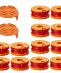 Auto Feed Trimmer Spool Line 0.065 Inch 11 Ft Refills For Electric String Trimmers And Weed Eater Edgers visible with caps