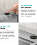 Flat Top Garbage Disposal Air Switch Button Matte Black KWDB-20MB Push Button Only in modern kitchen setting