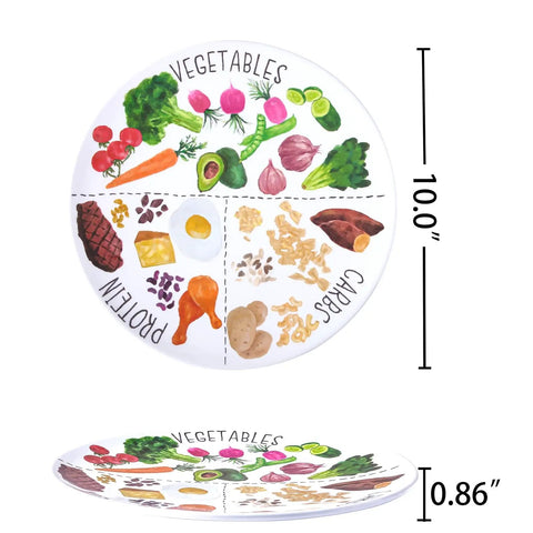 10 Inch Portion Control Plate For Balanced Eating With Melamine Dividers And A Healthy Nutrition Plate For Adults And Teens