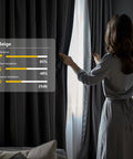 Smooth Move Blackout Room Divider Curtain Panel For Living Room Bedroom Office Privacy Screen Wall Hanging Track Compatible Beige Worry Free Setup Solid Light Blocking Fabric 100 X 96, beige curtain being adjusted.