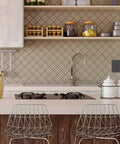 Modern kitchen with Tamper-Resistant 15A Outlet In Magnesium Finish 12 Pack For Home Renovations on tiled backsplash