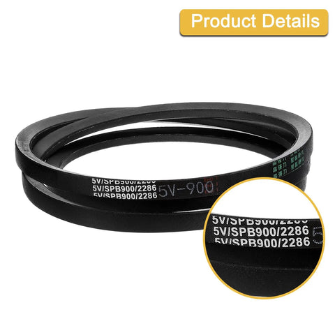 2 Pack 5V900 Wrapped Rubber V Belts For Industrial Machinery, 90 inch black belt with 5VSPB900/2286 marking
