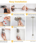 Step-by-step installation guide for Top Shelf Modern Farmhouse Brushed Nickel Pendant Lights With Clear Glass Shades And Adjustable Rods.