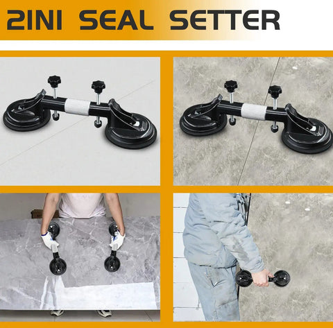 2-Pack Pro Grade Seam Setter for Granite Tile with heavy-duty vacuum suction cup for stone seam joining on marble countertop.