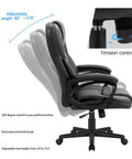 Side view of All Day Comfort Executive Office Chair with adjustable features and lumbar support, highlighting tilt and swivel.