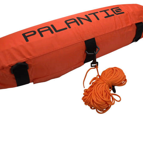 Durable Nylon Torpedo Float For Scuba Diving And Spearfishing With Orange Dive Flag Included 16 By 8 Inches 420D Outer Cover And PVC Bladder 7.5 By 7.5 Inches Flag Size Great For Gear Recovery And Buoy Line.