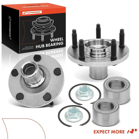 Image of Two Front Wheel Bearing And Wheel Hub Kit For Ford Escape 2001 Through 2012, Mazda Tribute 2001 Through 2011, showing parts.