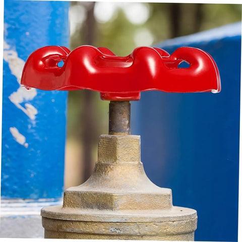 Close-up of red cast iron hand wheel valve handle attached to gate valve, 10Pcs Hand Wheel Cast Iron Valve Handles For Fluid Control No Fuss Easy Install Durable Built To Last Vintage Farmhouse Style Gate Valve Knobs For Old School DIY Projects And Retro Applications.