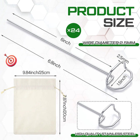Diagram of 24 Pack 6 Inch Archery Target Pins With Loop Handle Built Tough Stainless Steel Ground Stakes for thick foam targets