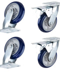 Heavy Duty Swivel Caster Wheels With Brakes For Furniture And Workbenches, Quiet Polyurethane Castors With 360 Degree Top Plate, Cart And Garage Rolling Wheels For Easy Glide
