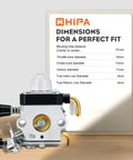 FS80R Carburetor Upgrade For STHIL String Trimmers And Hedge Tools shown with dimensions on a display card