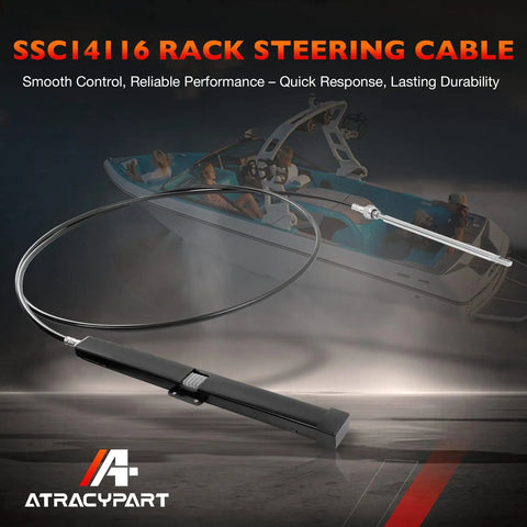 Marine Rack-and-Pinion Boat Steering Cable Kit 16-Foot Back Mount SS14116 with boat, compatible with SeaStar Teleflex