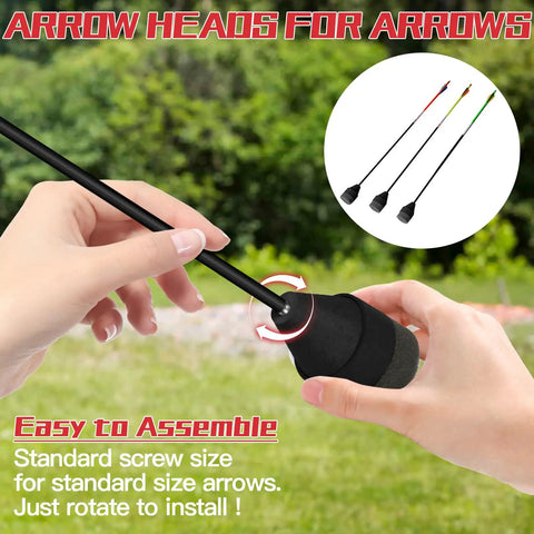 Soft Foam Arrow Tips Pack For Archery Practice And LARP Arrows being twisted onto arrow shaft in outdoor setting