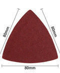 Triangular Hook Loop Sanding Discs For Wood Carving And Multi-Tool Use With Aluminum Oxide Grits From 40 To 240, 80mm size.
